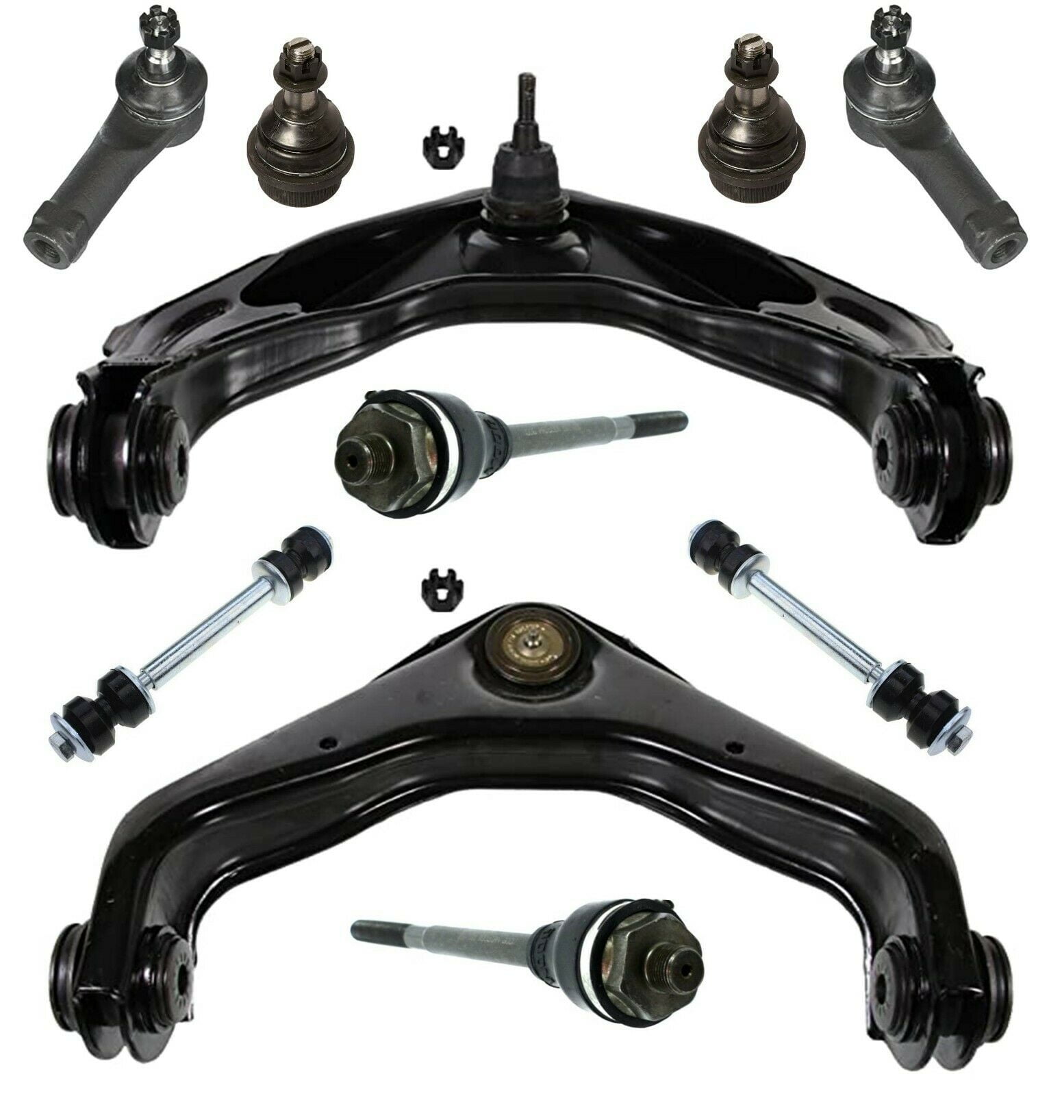 10 Pc Suspension Kit Inner & Outer Tie Rod Ends Lower Ball Joints Sway