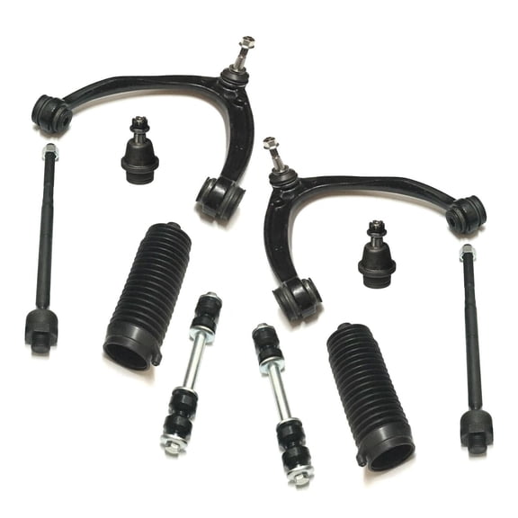 10 Pc Suspension Kit Inner Tie Rod Ends, Lower Ball Joints, Bellow Boots, Sway Bar End Links, Upper Control Arms and Ball Joints Assembly Fits select: 2007-2013 CHEVROLET SILVERADO
