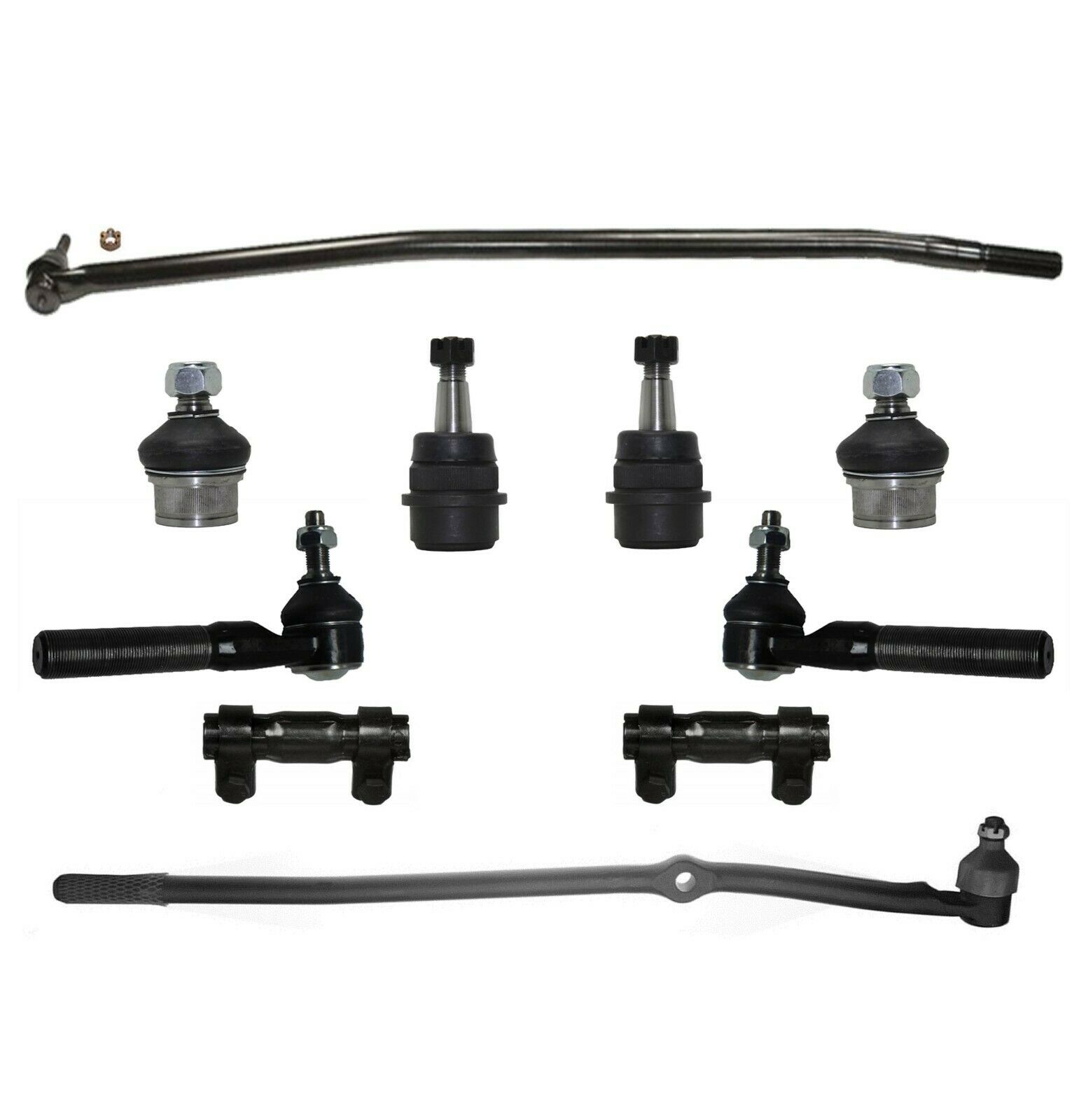10 Pc Suspension & Steering Upper Lower Ball Joints Tie Rod Linkages