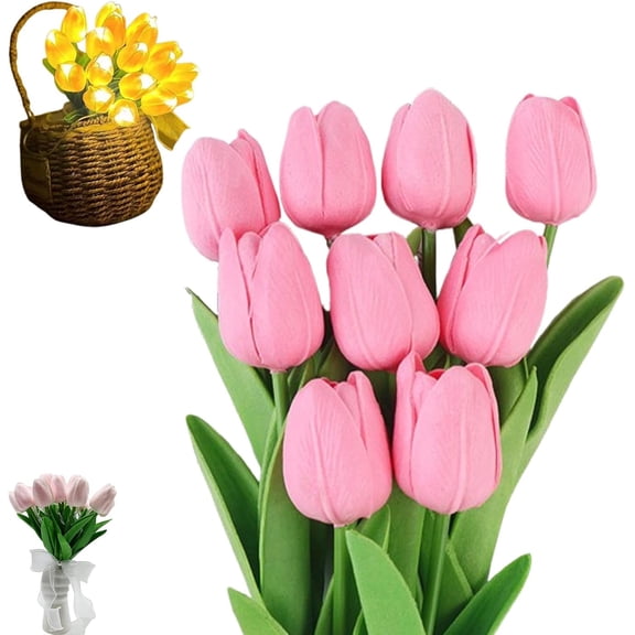 10 Pc Twinkling Tree Tulips, Radiant Romantic Tulip Light, Flowers Decorative Mood Decorative Lamps, for Bedroom, Home Decor (D,10PC)