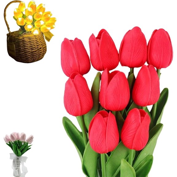 10 Pc Twinkling Tree Tulips, Radiant Romantic Tulip Light, Flowers Decorative Mood Decorative Lamps, for Bedroom, Home Decor (F,10PC)
