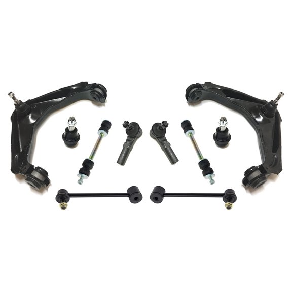 10 Pc Upper Control Arms and Ball Joints OFFSET, Outer Tie Rod Ends, Front & Rear Sway Bar Links, Suspension Kit