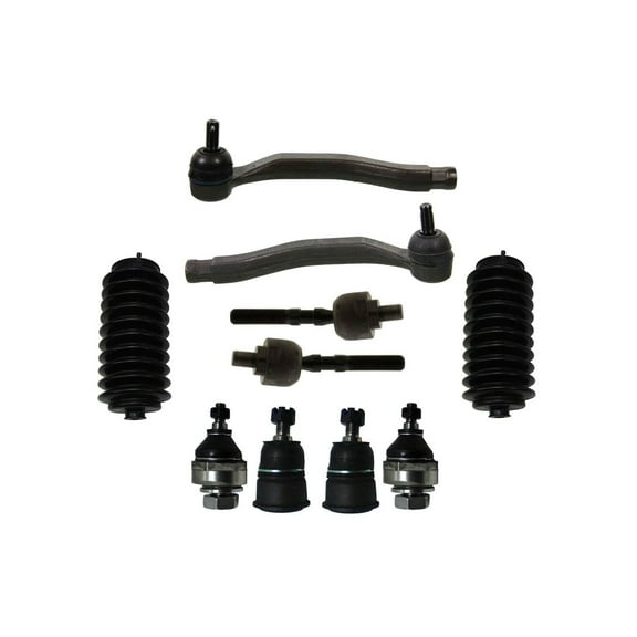 10 Pc Upper Lower Ball Joints + Tie Rod Ends + Rack & Pinion Bellow Boots Suspension Kit Fits Left Right Side Fits select: 1992-1996 HONDA PRELUDE