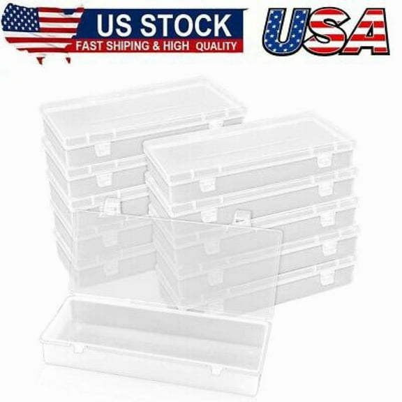 10 Pcak 6'' Plastic Storage Boxes, Small Storage Containers with Hinged Lids
