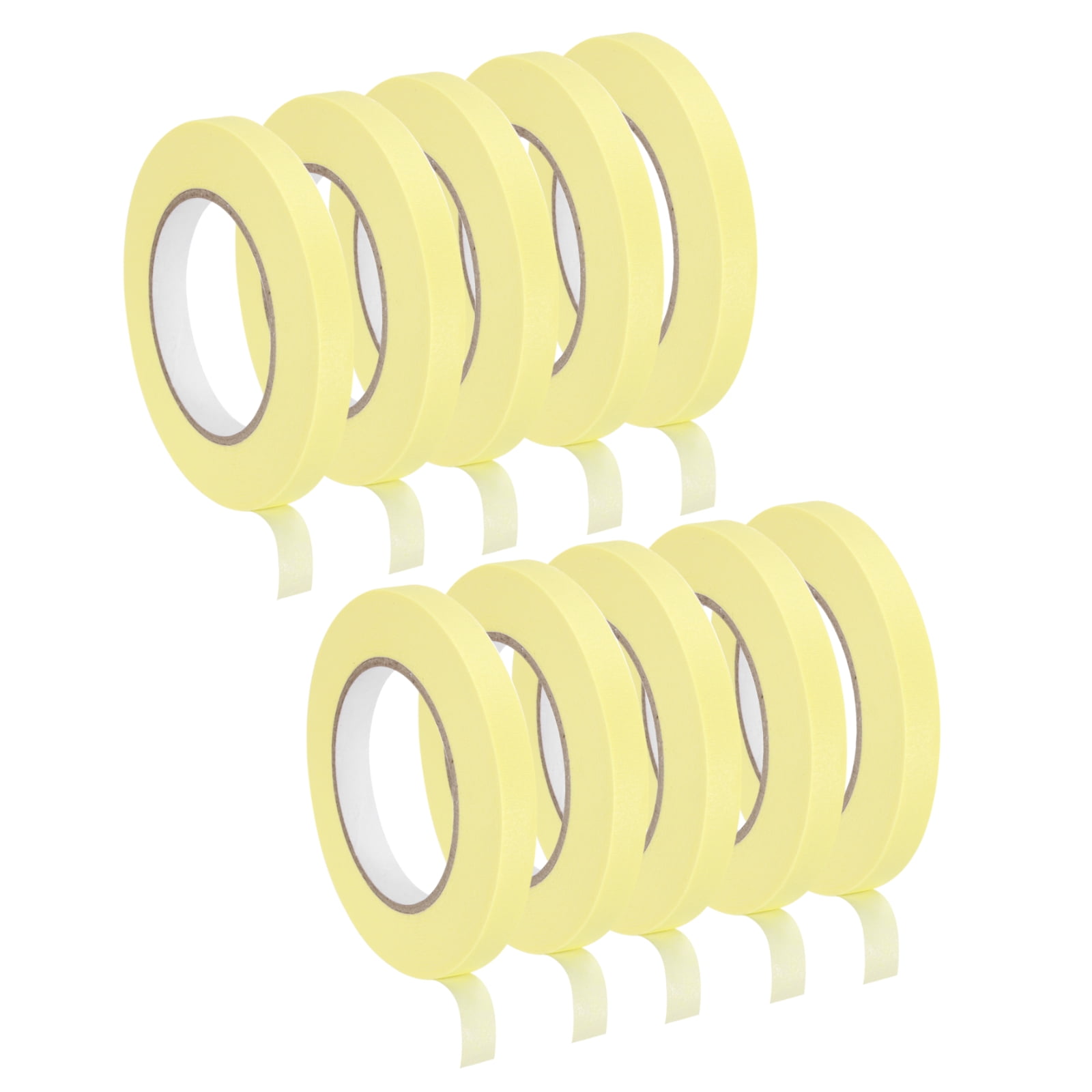 Uxcell 10Pcs 0.5 inch Wide 60 Yards Light Yellow Masking Tape Painters Tape Rolls for Home Office