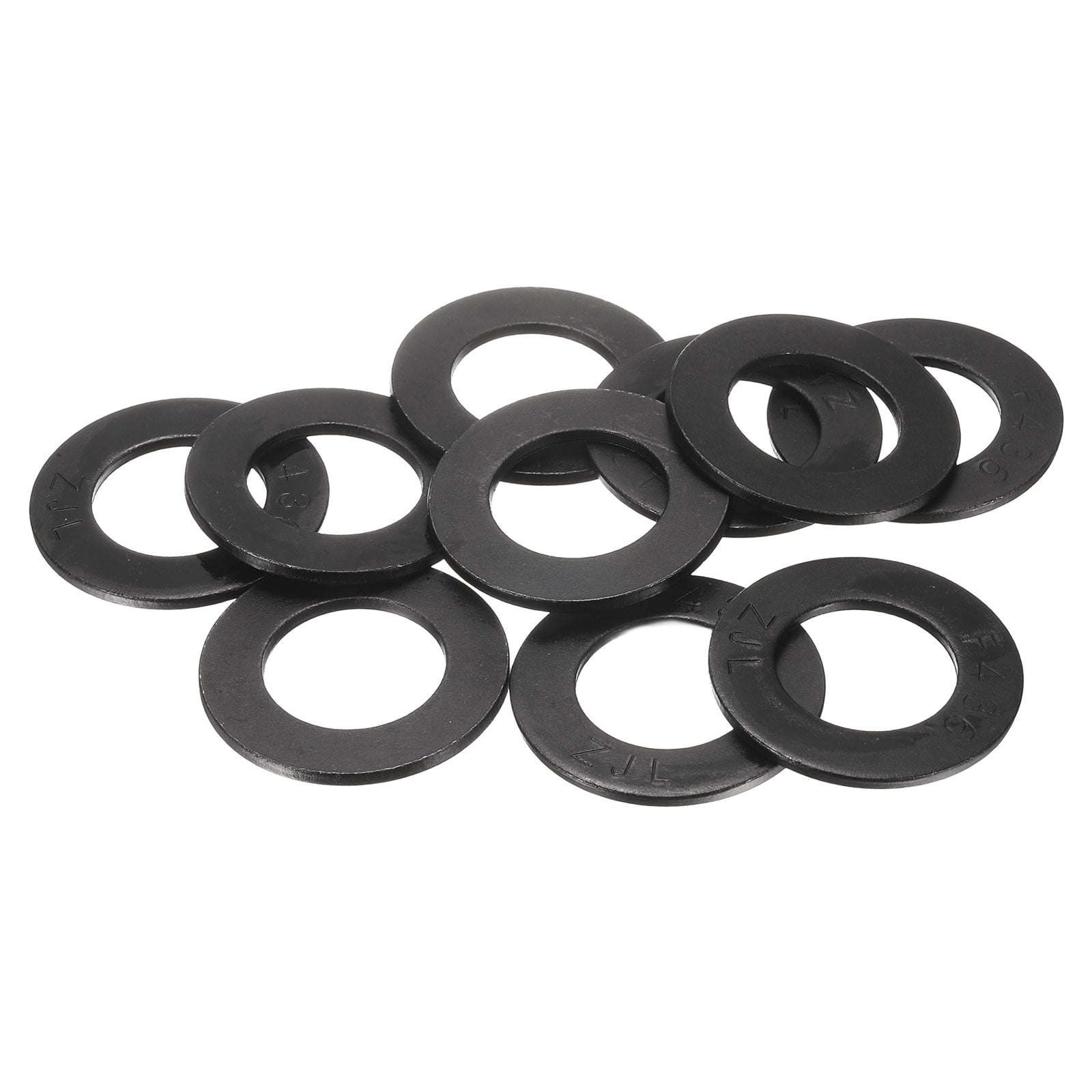 10 Pcs 1-1/4" Black Flat Washers, 62mm Outer Diameter, 45 Steel Metal Washer for Screws and Bolts