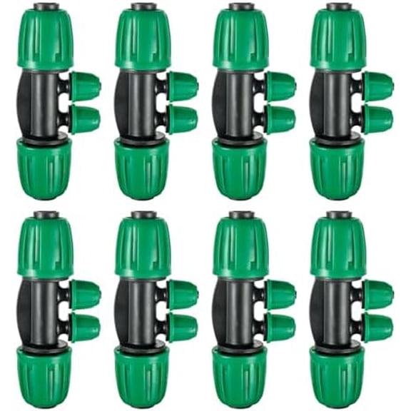 10 Pcs 1/2 to 1/4 inch Garden Hose Tubing Irrigation Fittings,4-Way Anti-Leak 1/2''to 1/4''Locked Barbed Drip Irrigation Tee Connectors (1/2"IDx0.6-0.63"OD) 1/2'' to 1/4'' Irrigation