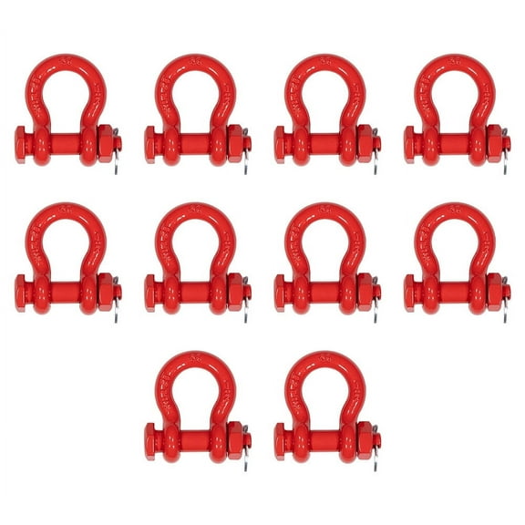 10 Pcs 1/2" Anchor Shackle Forged Carbon Steel w/ Safety Screw Pin Load Limit 4,000 lbs Double Rust Protection Heavy Duty D Ring Bolt Type Shackle for Towing, Rigging, Vehicle Recovery