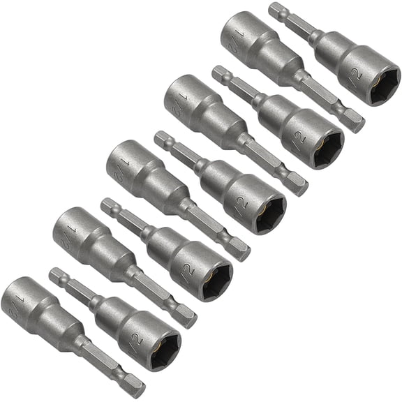 10 Pcs 1/2 Inch Metal Magnetic Hex Nut Driver Extension Socket Drill Bit Holder Quick Change Professional Daily Electric Drilling