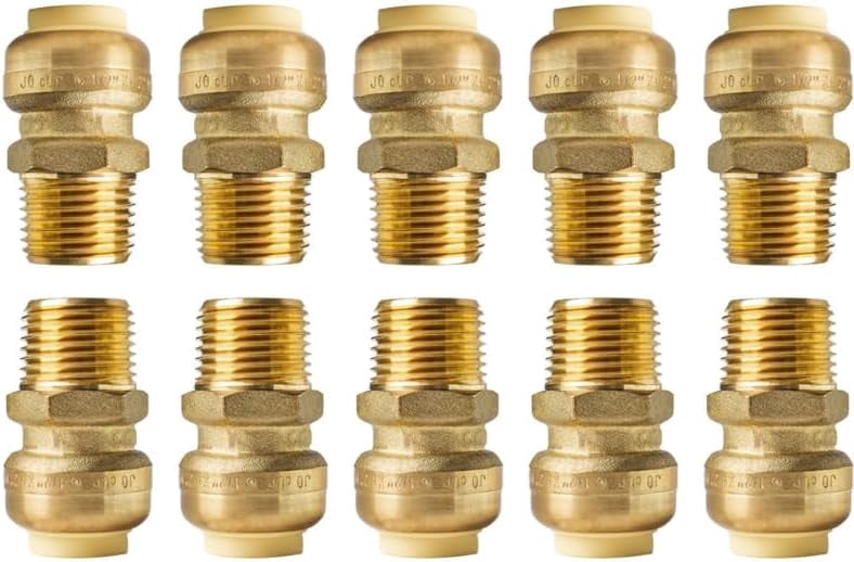 10 Pcs XFITTING 3/4" Push Fit To 1/2" Male NPT Brass Adapters - For PEX, Copper, CPVC