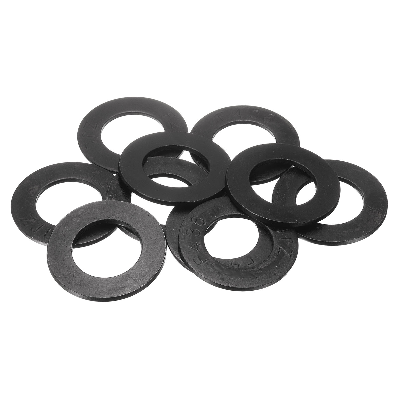 10 Pcs 1-3/8" Black Flat Washers, 68mm Outer Diameter, 45 Steel Metal Washer for Screws and Bolts