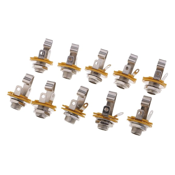 10 Pcs 1/4'' 6.35mm Mono Socket Jack Female Connector Panel Mount Solder Mono Chassis Audio Speaker Adapter Cable Connector()