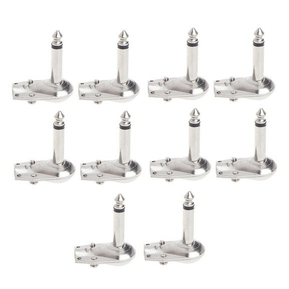 10 Pcs 1/4" 6.35mm Mono Speaker Right Angle Guitar Phono Plug Pancake Connector