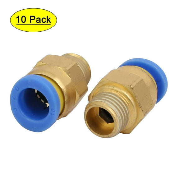 10 Pcs 1/4BSP Male Threaded to 10mm Hole Push in Pipe Coupler Fitting Connector