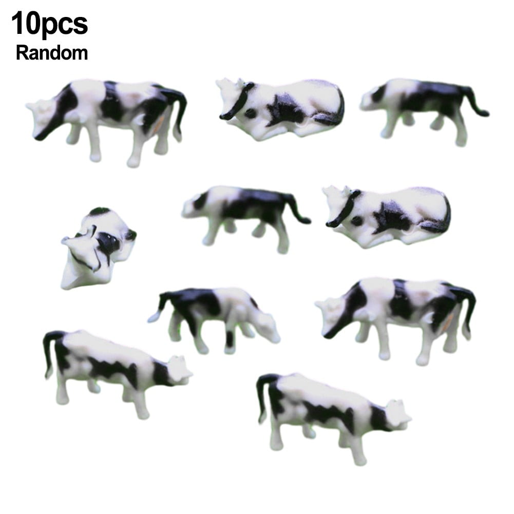 10 Pcs 175 Scale Diorama Model Cows Horse Animal Toy Set for DIY Model Making