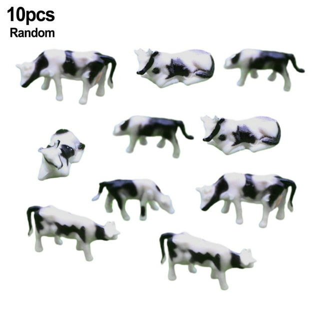 10 Pcs 1:75 Scale Diorama Model Cows Horse Animal Toy Set for Diy Model ...