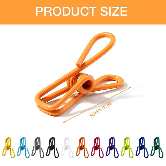 10 Pcs 1.97 Inch Assorted Chip Bag Clips Utility PVC Coated Colorful Sealer for Sealing Food - Paper Holder, Clothesline Clip for Laundry Hanging, Kitchen Bags, Multipurpose Clothes Pins, Multicolor