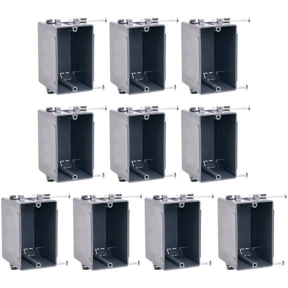 10 Pcs 1 Gang Plastic Electrical Box, ETL Certified PVC Junction Box, Shallow Design for Wiring Conduits and Switches, 2-Hour Fire Rated for Safe Installations
