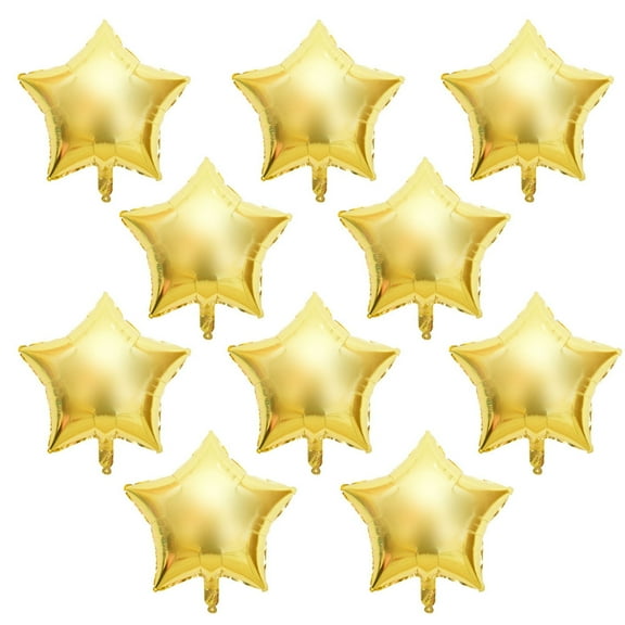 10 Pcs 10 Five Star Shaped Balloons Aluminum Foil Balloons for Birthday Party Wedding Baby Shower, Gender Reveal, Engagement Party Decoration (Gold)