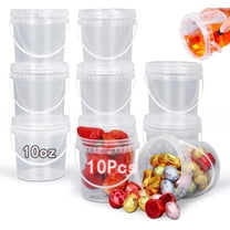10 Pcs 10 oz Clear Plastic Bucket with Lid Tutuviw Reusable Freshware Food Storage Containers with Handle Round Ice Cream Bucket Airtight Food Storage Bucket for Meal Prep Soup Snack