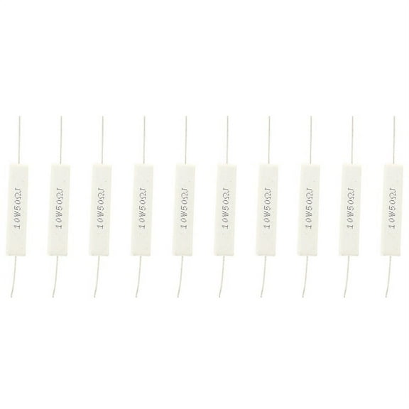 10 Pcs 10W 50 Ohm 5% Ceramic Cement Power Resistor 10 Watt