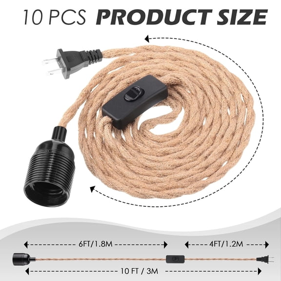 10 Pcs 10ft Pendant Light Cords Kit with Switch