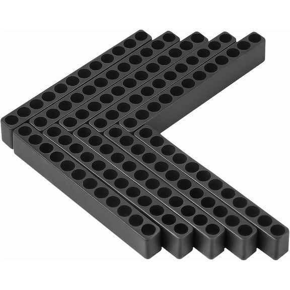 10 Pcs 12 Holes Hex Bit Holder Organizer Screwdriver Bit Holder 1/4 Inch Bit Storage Flexible Plastic - Black