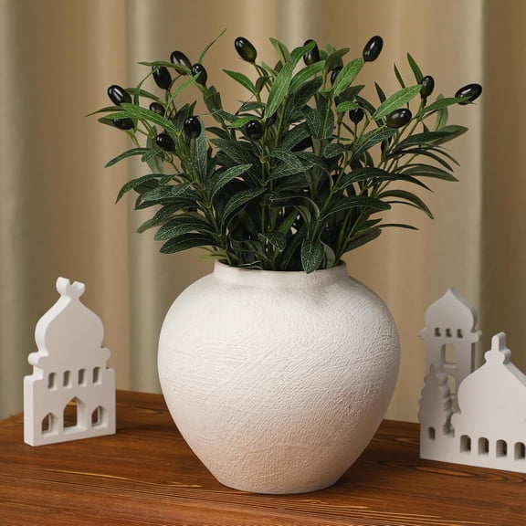 10 Pcs 12 Inch Ramadan Decoration Faux Olive Branches for Vases Eid Artificial Plants Olive Leaves Stems Ramadan Table Decor Eid Tabletop Greenery Centerpiece for Islamic Home Office Wedding Party