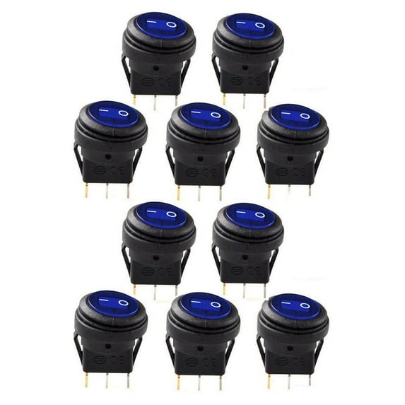 10 Pcs 12V 20A Waterproof Round On/ Rocker Switch Car Auto Boat SPST