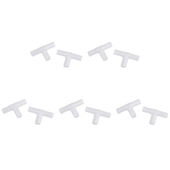 10 Pcs 12mm Plastic Equal Tee Connector Barbed Pipe Fitting Air/Water Hose Joiner,10 x Plastic Connector,White