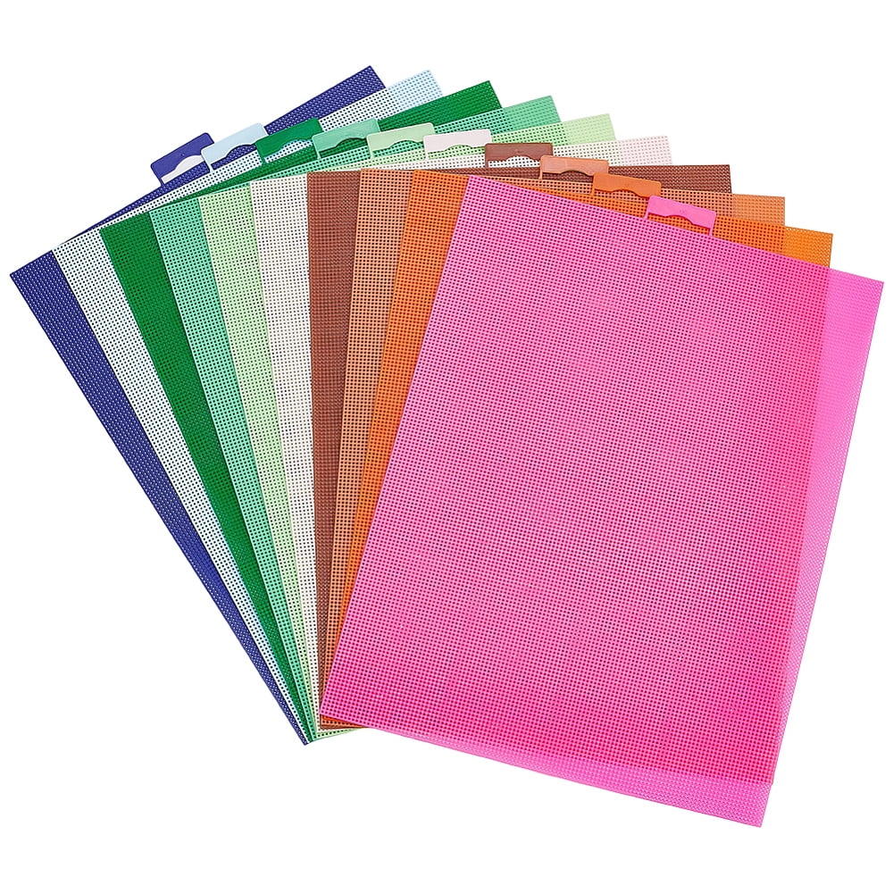 10 Pcs 14 Count Plastic Mesh Canvas Sheets 13.19 x 10.24 Inch Mesh Sheet for Stitch 10 Colors Mesh Needlepoint Canvas for DIY Handmade Sewing Accessories Supplies DIY