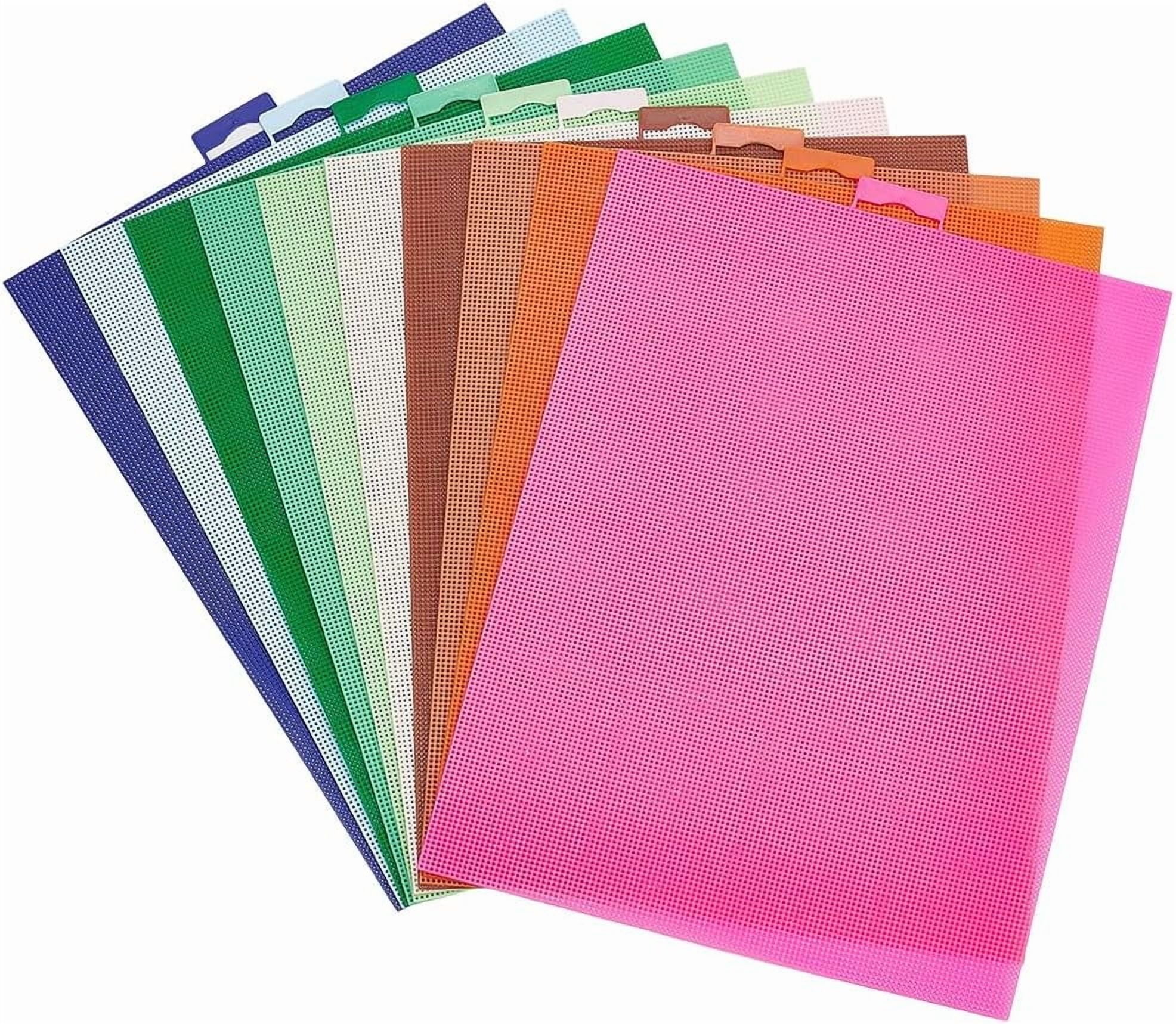 10 Pcs 14 Count Plastic Mesh Canvas Sheets 13.19 x 10.24 Inch Mesh Sheet for Stitch 10 Colors Mesh Needlepoint Canvas for DIY Handmade Sewing Accessories Supplies Silver