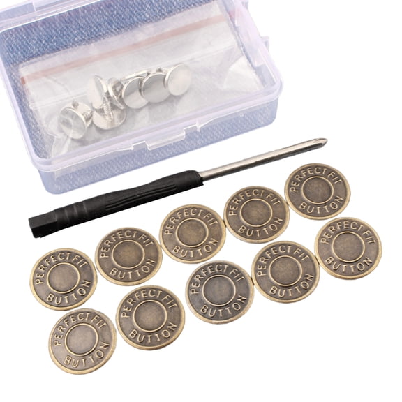 10 Pcs 17mm Jeans Buttons with Screwdriver Replacement Buttons Trousers Buttons for Convenient Repairs
