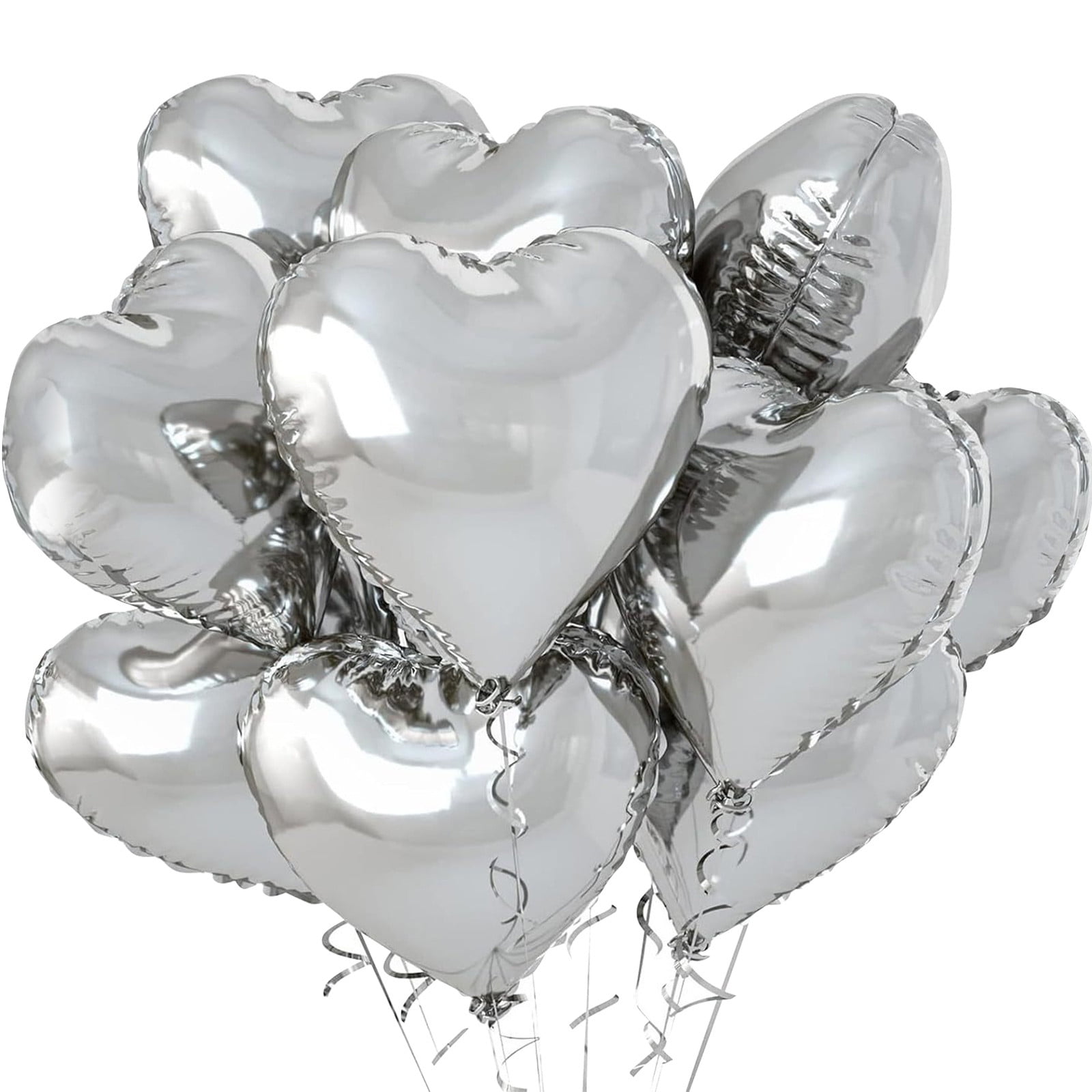 10 Pcs 18Inch Heart Shape Aluminum Foil Balloons, Love Foil Balloons ...