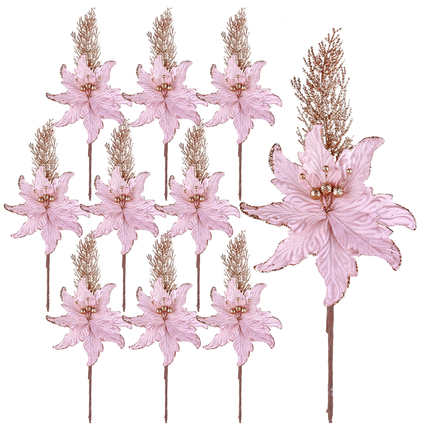 10 Pcs 19.3 Inch Artificial Christmas Picks for Christmas Tree Glitters