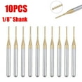 thumbnail image 1 of 10 Pcs 1mm Titanium Coat Carbide End Mill Engraving CNC Router Bits 1/8\" Shank, 1 of 11