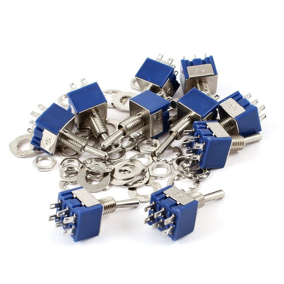 10 Pcs 2 Position DPDT On/On Self-locking Mini Toggle Switch AC 125V 6A