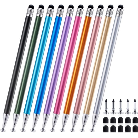 10 Pcs 2-in-1 Stylus Pen for Touchscreen, High Precision & Sensitivity iPad/iPhone/Android Tablets, Compatible with All Touch Screens
