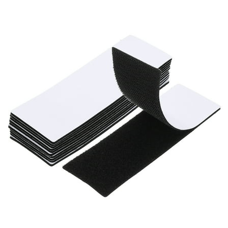Uxcell 2" x 6"Nylon  Hook and Loop Strips Rectangle Tape Double Sided 10 Pcs Black