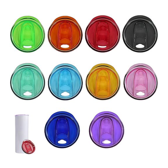 10 Pcs 20 oz Tumbler Lids, Straw Friendly Sliding Skinny Cup Lids Replacement, Splash Resistant
