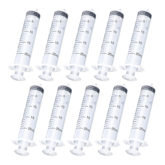 10 Pcs 20ml Syringe, Plastic Syringe No Needle, Liquid Measuring Syringe for Labs, Animal Feeding, Dispensing, Plant Watering