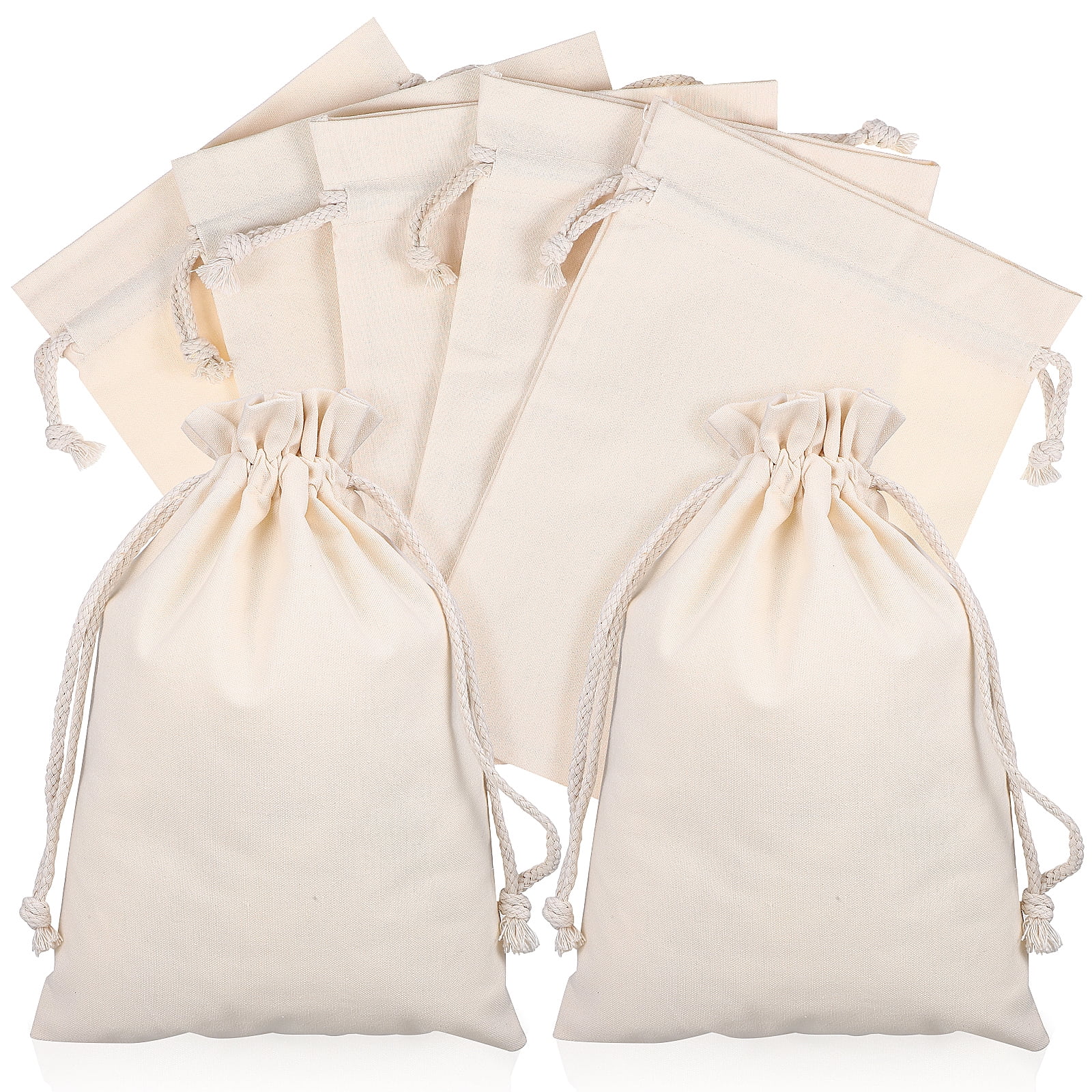 10 Pcs 21*30cm Cotton Drawstring Bags Large Muslin Pouch