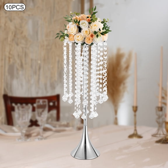 10 Pcs 21.9" Tall Silver Metal Wedding Centerpieces Vases - Versatile for Wedding Christmas Event Home & Party Decor