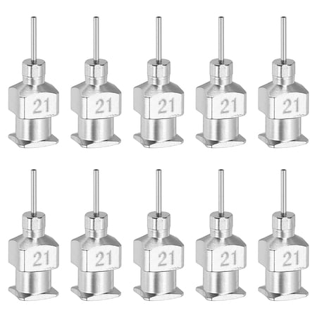 10 Pcs 21G 0.26 Inch Bent Blunt Tip Dispensing Needle with Lure Lock for Refilling Liquid Adhesives