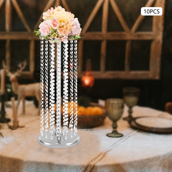 10 Pcs 23.6inch Tall Wedding Centerpieces Flower Vases Acrylic Crystal Vase Metal Flowers Stand for Party Tables Decorations - Elegant Bulk Weddings Decoration Table Chandelier Centerpiece Stand