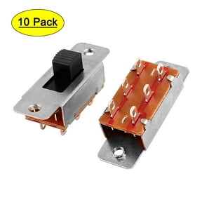 10 Pcs 250VAC 3A 125VAC 6A 6 Terminal 2 Position DPDT On/OFF Slide Switch