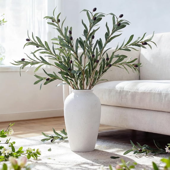 10 Pcs 27 Inch Artificial Olive Branches with Lifelike Olives for Vase ...