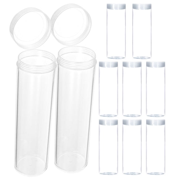 10 Pcs 27mm Diameter Transparent Coin Barrel Storage Tube Full Roll Loose Protection (27mm Half Barrel) Pieces Clear Tubes Collectible Pennies Coins Holders Collectibles Dispenser