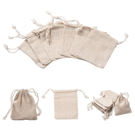 10 Pcs 3.54x3.15 Inch Wheat Cotton Gift Bags Samples Pouches Drawstring Bags Jewelry Pouches Favor BagsDIY
