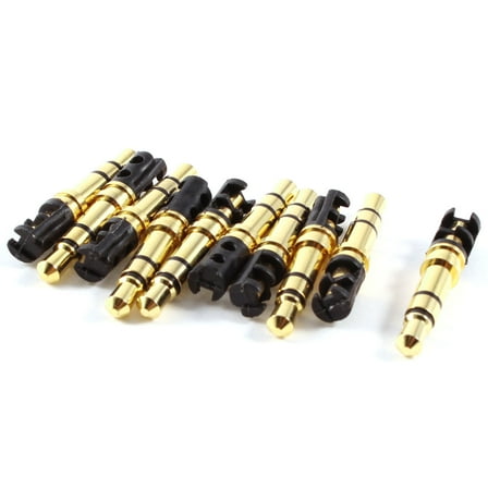 10 Pcs 3.5mm Male Plug Earphone Headphone Stereo Audio Jack Gold Tone